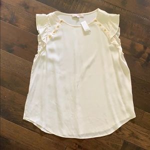 LOFT L sleeveless flutter shoulder blouse!
